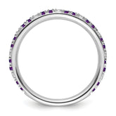 14k White Gold Stackable Expressions Amethyst and Diamond Ring